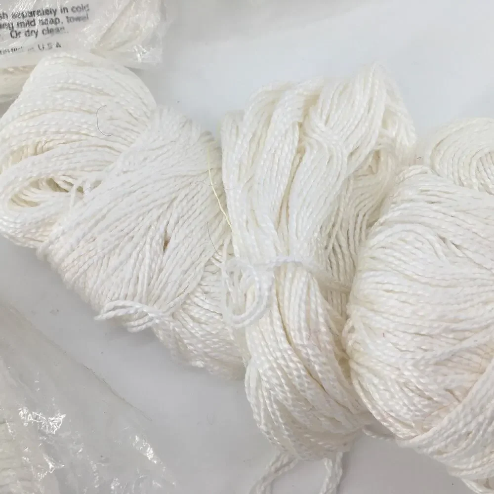 Vtg Bernat CASSINO Yarn Lot 5 Balls Skeins 100% Mercerized Cotton White Cottage